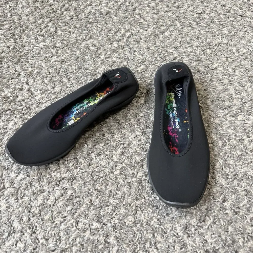 Arcopedico Lolita Easy Walk Ballerina Slip-On Shoe Black Stretch 40 US 9-9.5 NEW